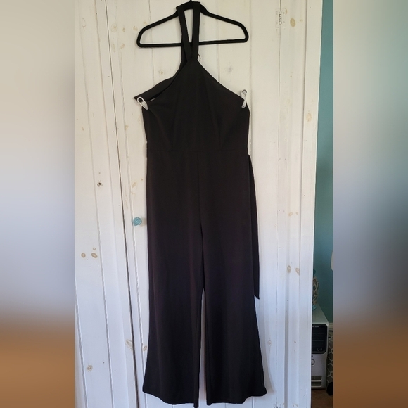 Wdirara Empire Halter Tied Backless High Waist Belted Jumpsuit - Picture 3 of 14